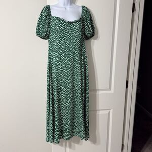 SHEIN Women’s XL Green Dress With White Flowers